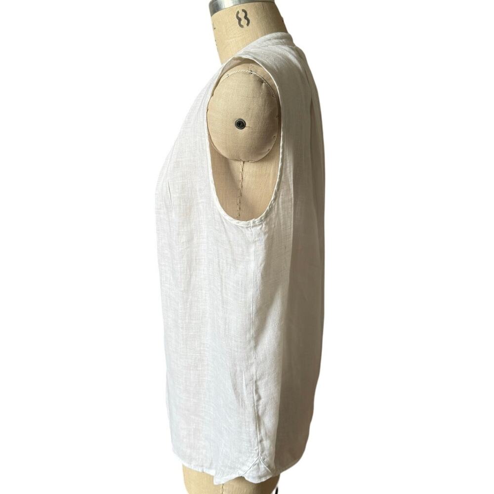 The Shirt Company London Sleeveless Linen Blouse in White Size Large - Picture 2 of 5